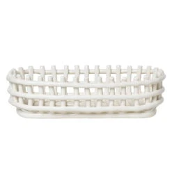 Ferm LIVING Corbeille Ceramic Ovale, Blanc Cassé