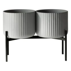 Elementa Jardinière Moyenne Avec Support Klorofyll, Lot De 2, Gris