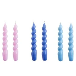 HAY Bougies Spiral, Lot De 6, Lilas - Bleu-violet - Bleu Clair