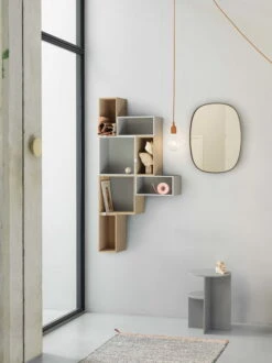 Muuto Miroir Framed, Petit Modèle, Taupe -Intérieure Décoration Magasin Mini Stacked Group Oak Light Gray E27 Clay Brown Framed Mirror Halves side tabe ply Dots org