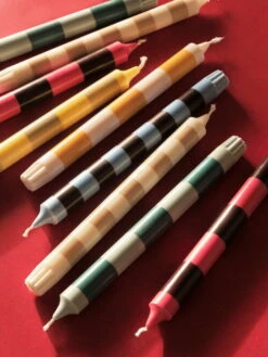 HAY Bougies Stripe, Lot De 4, Vert -Intérieure Décoration Magasin Stripe Candle douce bright